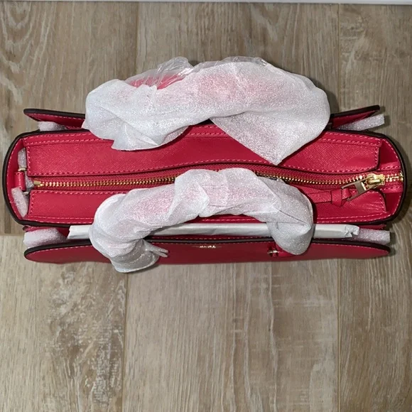 NWT Tory Burch Robinson Small Zip Tote Dark Peony - Picture 2 of 12